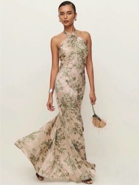 Reformation Veria Silk Halter gown